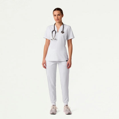 ULTRAlast W120002 Women's Silex Slim Knit-Waist Scrub Joggers White