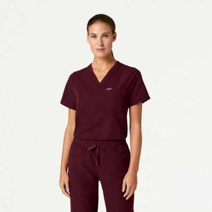 ULTRAlast W10001 Women's Rhena 1-Pocket Scrub Top Burgundy