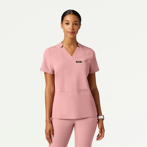 ULTRAlast W10015 Women's Helia Slim Notched V-Neck Scrub Top Mauve