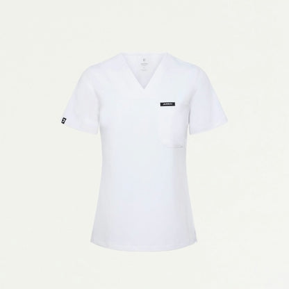 ULTRAlast W10013 Women's Rhena Slim 1-Pocket Scrub Top White