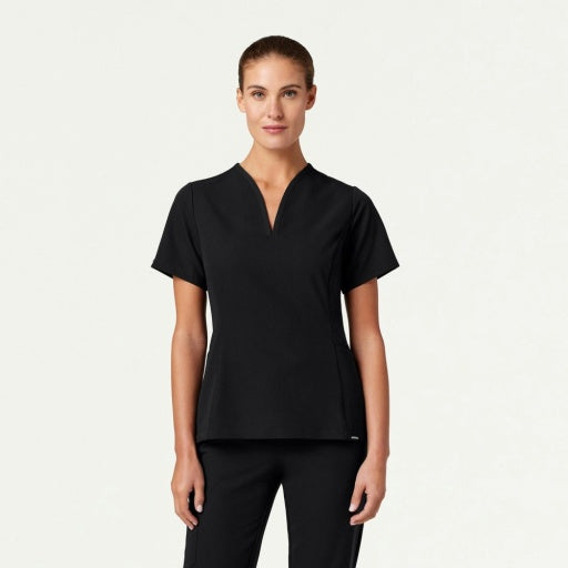 ULTRAlast W10003 Women's Calix Fit & Flare Scrub Top Black