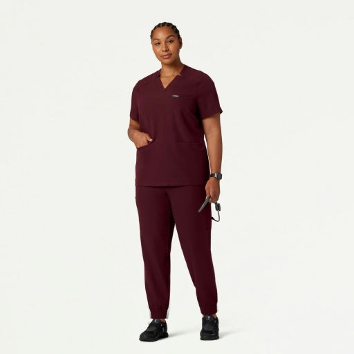 ULTRAlast W10002 Women's Helia Notched V-Neck Scrub Top Burgundy