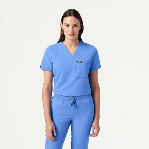 ULTRAlast W10013 Women's Rhena Slim 1-Pocket Scrub Top Ceil Blue