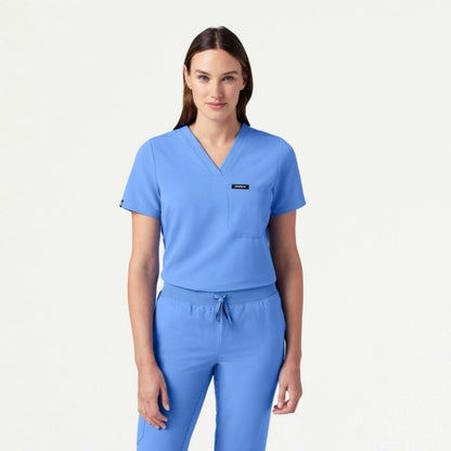 ULTRAlast W10013 Women's Rhena Slim 1-Pocket Scrub Top Ceil Blue