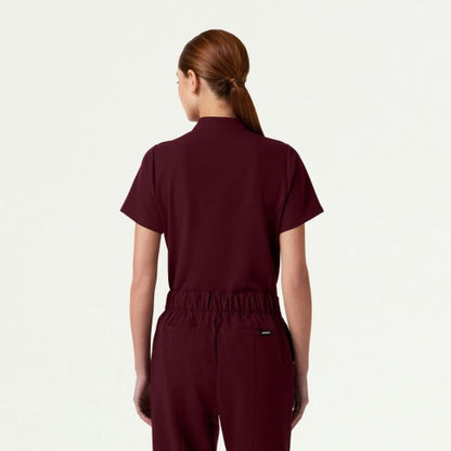 ULTRAlast W10006 Women's Savi Stand-Collar Scrub Top Burgundy