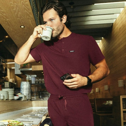 ULTRAlast M10003 Men's Reeve Henley Scrub Top Burgundy
