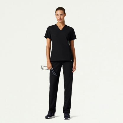 ULTRAlast W10009 Women's Carte Slim 2-Pocket Scrub Top Black