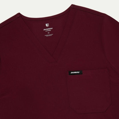 ULTRAlite W10040 Women's Rhena Slim 1-Pocket Scrub Top Burgundy