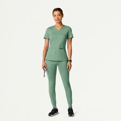 ULTRAsoft W30014 Women's Kass Slim 4-Pocket Scrub Top Sage