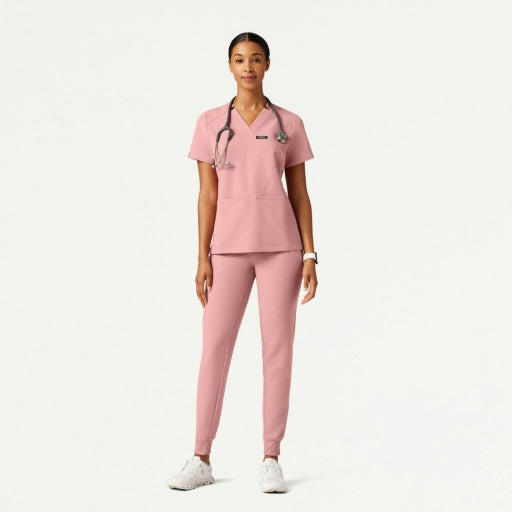 ULTRAlast W10015 Women's Helia Slim Notched V-Neck Scrub Top Mauve