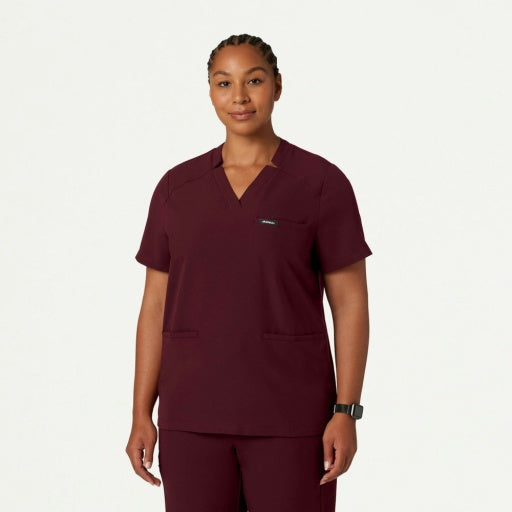 ULTRAlast W10002 Women's Helia Notched V-Neck Scrub Top Burgundy