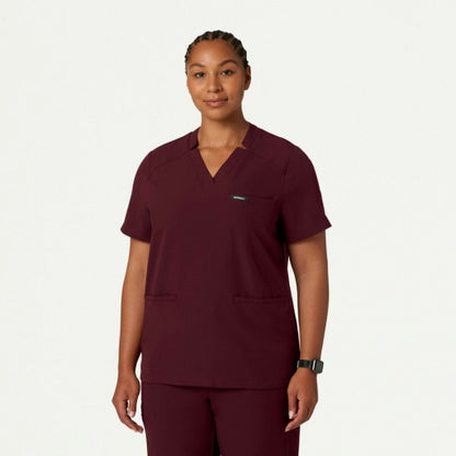 ULTRAlast W10002 Women's Helia Notched V-Neck Scrub Top Burgundy