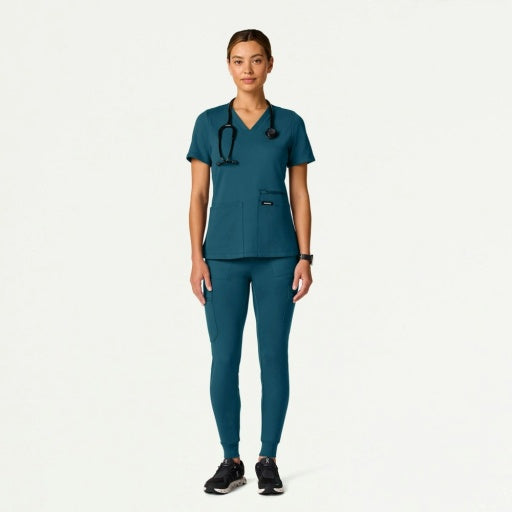 ULTRAsoft W40002 Women's Kait 10-Pocket Skinny Scrub Joggers Caribbean Blue