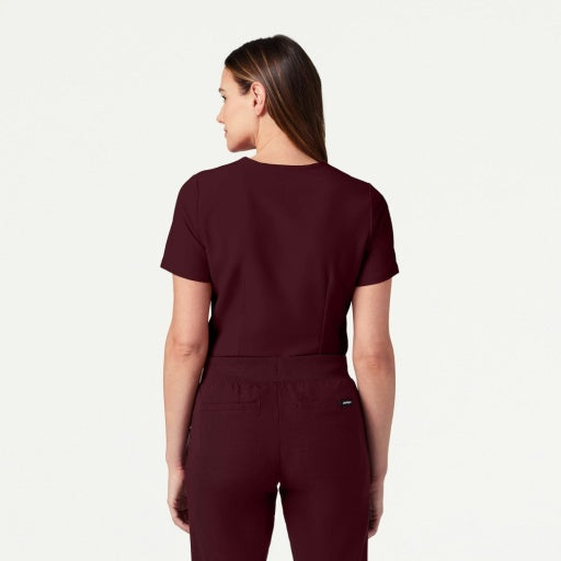 ULTRAlast W10013 Women's Rhena Slim 1-Pocket Scrub Top Burgundy