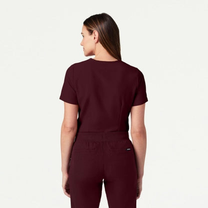 ULTRAlast W10013 Women's Rhena Slim 1-Pocket Scrub Top Burgundy