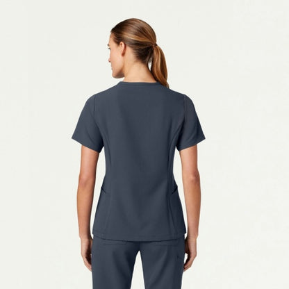 ULTRAlast W10003 Women's Calix Fit & Flare Scrub Top Carbon Gray