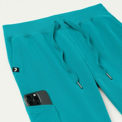 ULTRAlast W20003 Women's Silex Slim Knit-Waist Scrub Joggers Teal