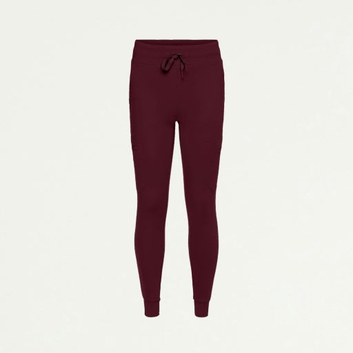 ULTRAsoft W40002 Women's Kait 10-Pocket Skinny Scrub Joggers Burgundy