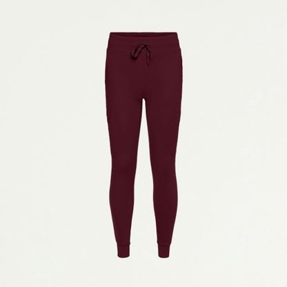 ULTRAsoft W40002 Women's Kait 10-Pocket Skinny Scrub Joggers Burgundy