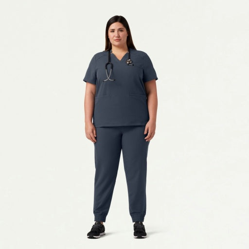 ULTRAlast W10002 Women's Helia Notched V-Neck Scrub Top Carbon Gray