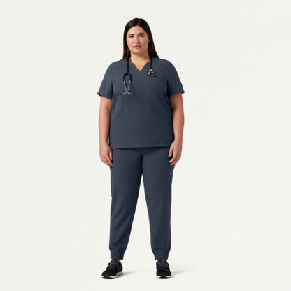 ULTRAlast W10002 Women's Helia Notched V-Neck Scrub Top Carbon Gray