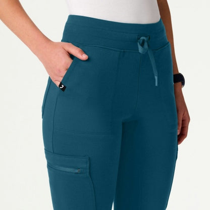 ULTRAsoft W40002 Women's Kait 10-Pocket Skinny Scrub Joggers Caribbean Blue