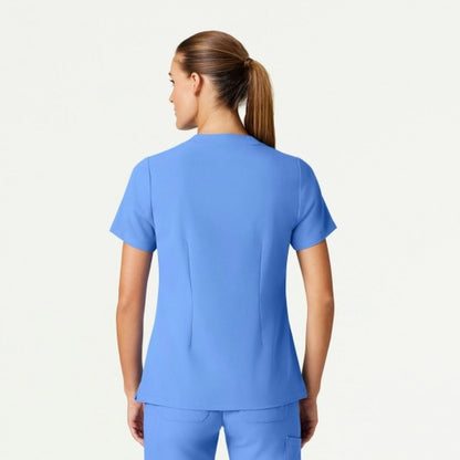ULTRAlast W10015 Women's Helia Slim Notched V-Neck Scrub Top Ceil Blue