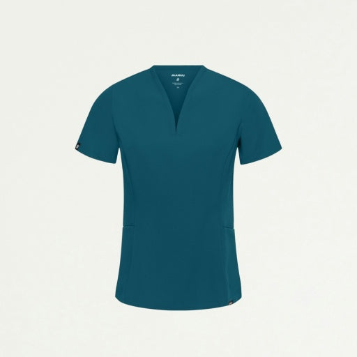 ULTRAlast W10003 Women's Calix Fit & Flare Scrub Top Caribbean Blue