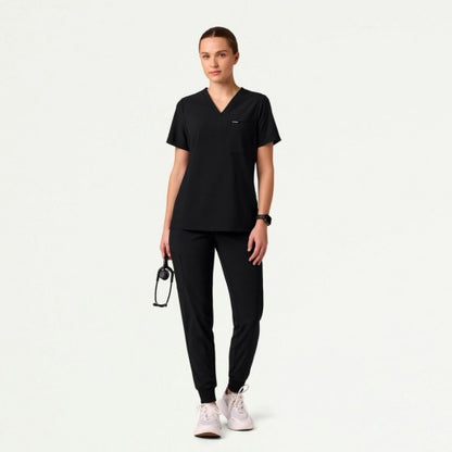 ULTRAlite W10040 Women's Rhena Slim 1-Pocket Scrub Top Black