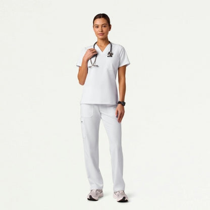 ULTRAlast W10013 Women's Rhena Slim 1-Pocket Scrub Top White