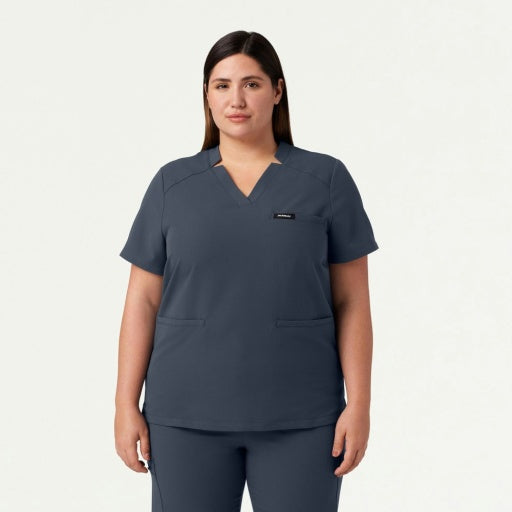 ULTRAlast W10002 Women's Helia Notched V-Neck Scrub Top Carbon Gray