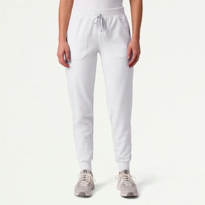 ULTRAlast W120002 Women's Silex Slim Knit-Waist Scrub Joggers White