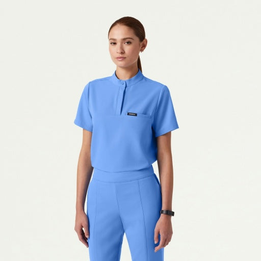 ULTRAlast W10006 Women's Savi Stand-Collar Scrub Top Ceil Blue