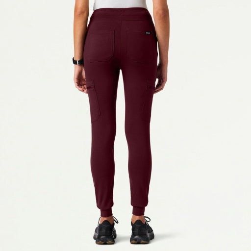 ULTRAsoft W40002 Women's Kait 10-Pocket Skinny Scrub Joggers Burgundy