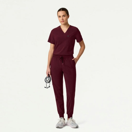 ULTRAlite W20037 Women's Silex 6-Pocket Slim Scrub Joggers Burgundy
