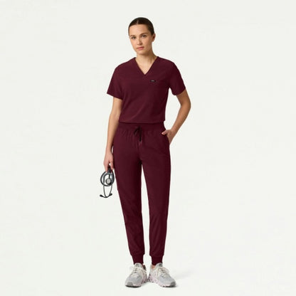 ULTRAlite W20037 Women's Silex 6-Pocket Slim Scrub Joggers Burgundy