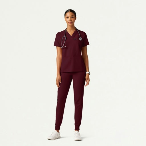 ULTRAlast W20003 Women's Silex Slim Knit-Waist Scrub Joggers Burgundy