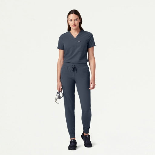 ULTRAlast W10013 Women's Rhena Slim 1-Pocket Scrub Top Carbon Gray