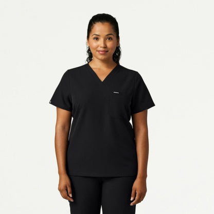 ULTRAlast W10013 Women's Rhena Slim 1-Pocket Scrub Top Black