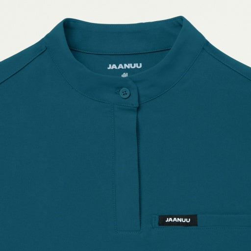 ULTRAlast W10006 Women's Savi Stand-Collar Scrub Top Caribbean Blue