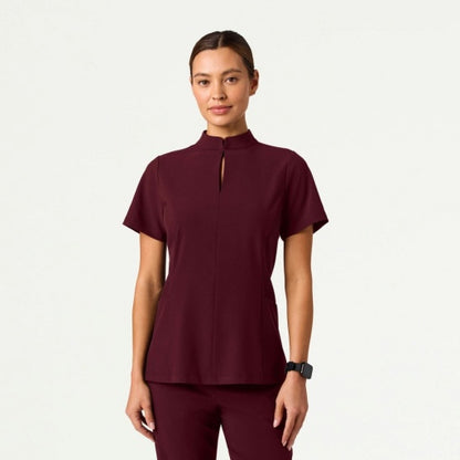 ULTRAlite W10039 Women's Aria Fit & Flare Scrub Top Burgundy
