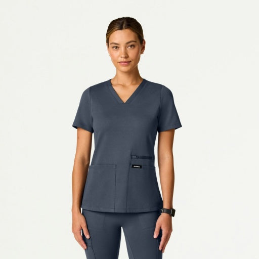 ULTRAsoft W30014 Women's Kass Slim 4-Pocket Scrub Top Carbon Gray