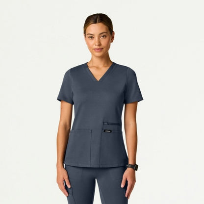 ULTRAsoft W30014 Women's Kass Slim 4-Pocket Scrub Top Carbon Gray