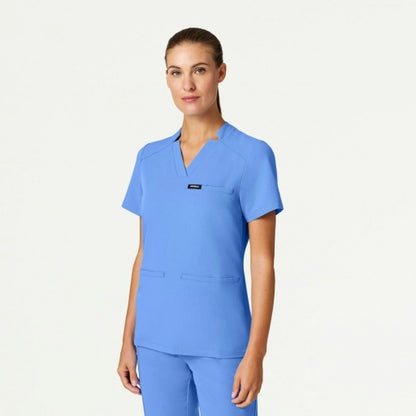 ULTRAlast W10015 Women's Helia Slim Notched V-Neck Scrub Top Ceil Blue