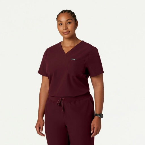 ULTRAlast W10001 Women's Rhena 1-Pocket Scrub Top Burgundy