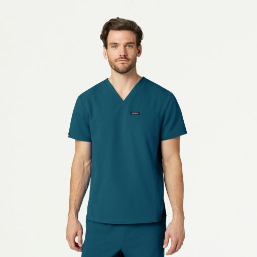 ULTRAlast M10002 Men's Platt 3-Pocket Scrub Top Caribbean Blue