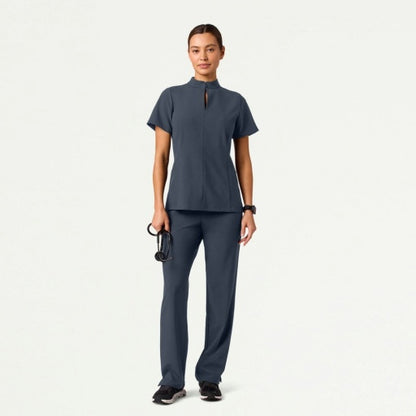 ULTRAlite W10039 Women's Aria Fit & Flare Scrub Top Carbon Gray