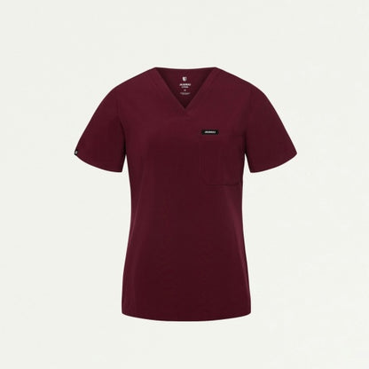 ULTRAlite W10040 Women's Rhena Slim 1-Pocket Scrub Top Burgundy