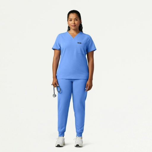 ULTRAlast W10013 Women's Rhena Slim 1-Pocket Scrub Top Ceil Blue