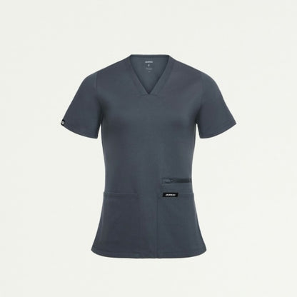 ULTRAsoft W30014 Women's Kass Slim 4-Pocket Scrub Top Carbon Gray